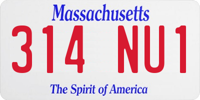 MA license plate 314NU1