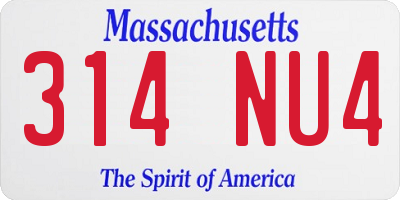 MA license plate 314NU4