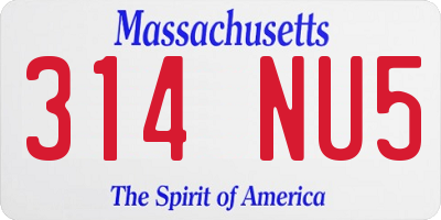 MA license plate 314NU5