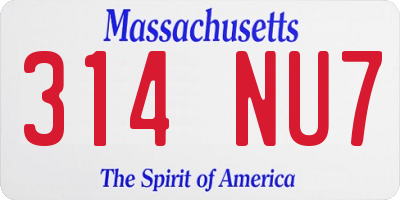 MA license plate 314NU7