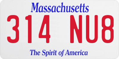 MA license plate 314NU8