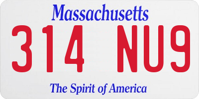 MA license plate 314NU9