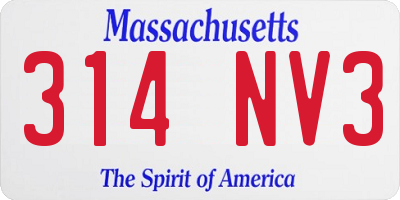 MA license plate 314NV3