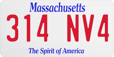 MA license plate 314NV4