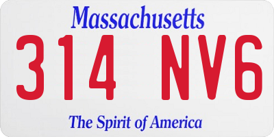 MA license plate 314NV6