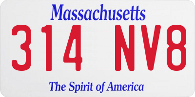 MA license plate 314NV8