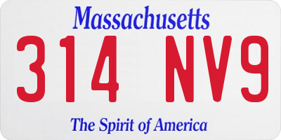 MA license plate 314NV9