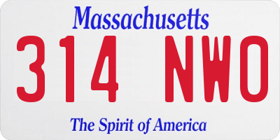 MA license plate 314NW0