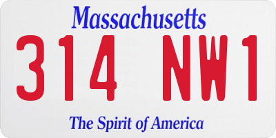 MA license plate 314NW1