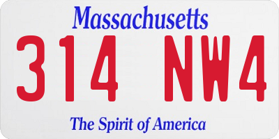 MA license plate 314NW4