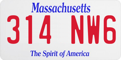 MA license plate 314NW6