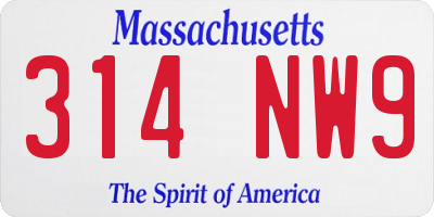 MA license plate 314NW9