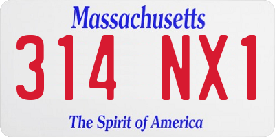 MA license plate 314NX1