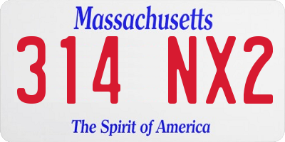 MA license plate 314NX2