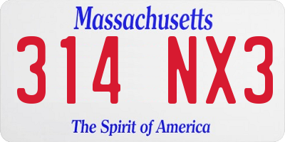MA license plate 314NX3