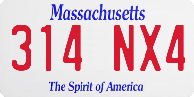 MA license plate 314NX4