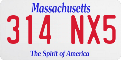 MA license plate 314NX5