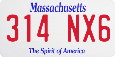 MA license plate 314NX6