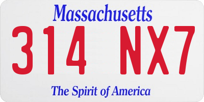 MA license plate 314NX7