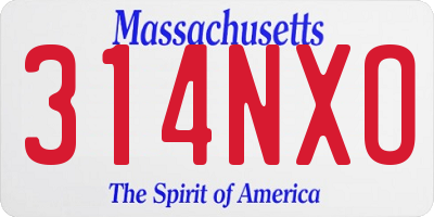 MA license plate 314NXO