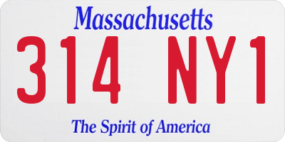 MA license plate 314NY1