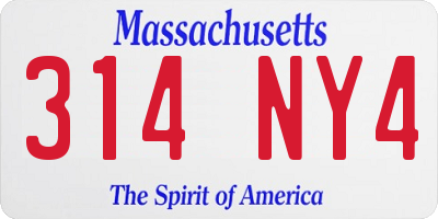 MA license plate 314NY4