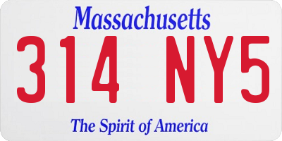 MA license plate 314NY5