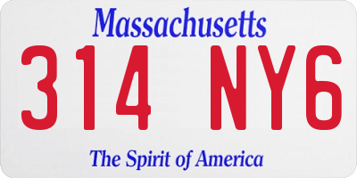 MA license plate 314NY6