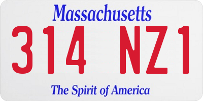 MA license plate 314NZ1