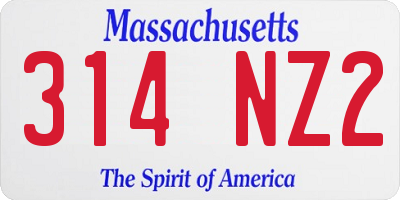 MA license plate 314NZ2