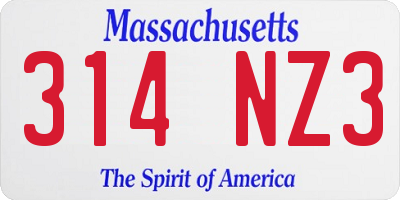 MA license plate 314NZ3
