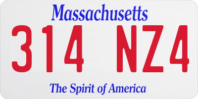 MA license plate 314NZ4