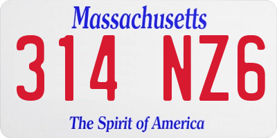 MA license plate 314NZ6