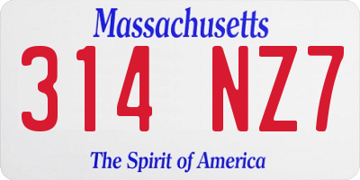 MA license plate 314NZ7