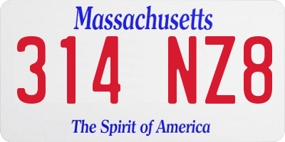 MA license plate 314NZ8