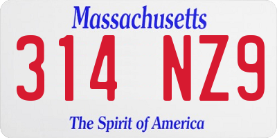 MA license plate 314NZ9