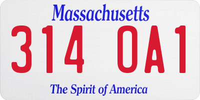 MA license plate 314OA1