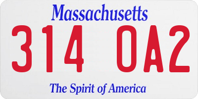MA license plate 314OA2