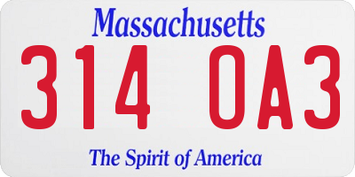 MA license plate 314OA3