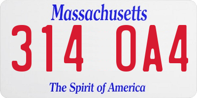 MA license plate 314OA4