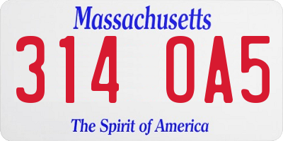MA license plate 314OA5