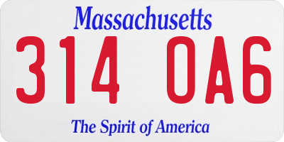 MA license plate 314OA6