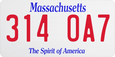 MA license plate 314OA7