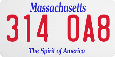 MA license plate 314OA8