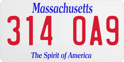 MA license plate 314OA9