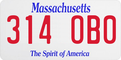 MA license plate 314OB0
