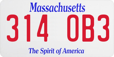 MA license plate 314OB3