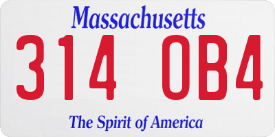 MA license plate 314OB4