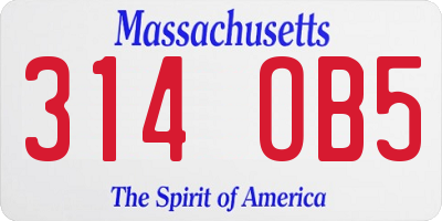 MA license plate 314OB5