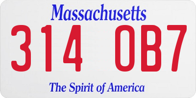 MA license plate 314OB7